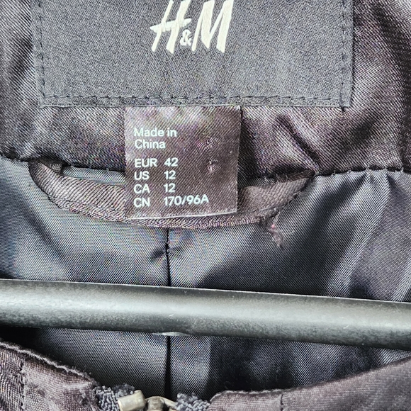 H&M size 12 grey black tweed bomber style jacket blazer - Picture 6 of 10